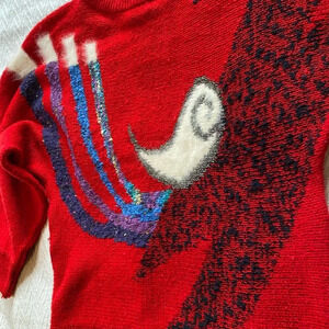 Vintage Carducci Womens Sweater SzM  Wool Blend Angora Geometric Red Grandmacore